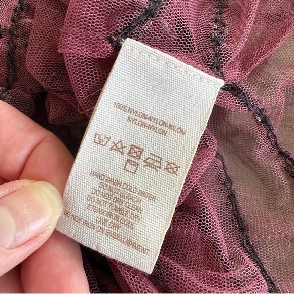 Free People Sheer Burgundy Dress with Black Beaded Embellished Design - Picture 7 of 9